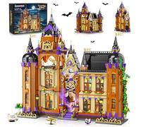 INSOON Kit de Construction d'École Magique avec Lumière, 3 Modes de Style, Grand Château avec Boutique de Potions, 1960 Pièces, Tour d'Horloge, Décor Maison, Cadeau de Pâques Adultes Enfants 12+