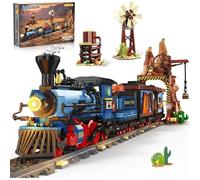 INSOON Kit de Construction Train Far West 1912 Pièces avec LED, Jouet pour Enfant et Adolescent, Cadeau dès 12 Ans