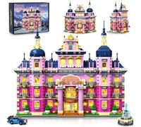 INSOON Villa Rose à Construire 1815 Pièces avec LED, Voiture & Fontaine, Blocs de Construction, Décoration, 8 Ans+
