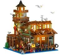 INSOON Village de Pêcheurs avec lumière LED Ensemble de construction 1845 pièces Jouets STEM d'architecture créative Pour 8+ Ans