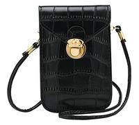 INSOUR Pochette Telephone, Sac de Telephone Bandouliere en PU Cuir Sac Portefeuille Petit Sac Epaule pour Téléphone Portable (Noir)