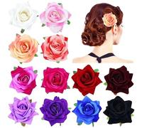 inSowni Lot de 12 broches en forme de rose mexicaine pour danseuse de flamenco, bal de fin d'année, mariage, pinces à cheveux crocodile pour femmes et filles