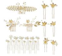 inSowni Lot de 21 peignes à cheveux avec perles en forme de U pour mariée, demoiselles d'honneur, femmes et filles