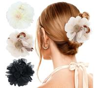 inSowni Lot de 3 pinces à cheveux décoratives en forme de fleur en plastique pour chignon et cheveux longs et épais