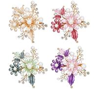 inSowni Lot de 4 barrettes crocodiles de luxe à paillettes scintillantes avec cristaux et strass - Style rétro vintage - En métal - Pour femmes et filles (4 pièces S4)