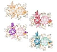 inSowni Lot de 4 barrettes crocodiles de luxe à paillettes scintillantes avec cristaux et strass - Style rétro vintage - En métal - Pour femmes et filles (4 pièces S2)