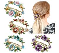 inSowni Lot de 4 barrettes françaises en métal doré avec strass scintillants pour femmes et filles (4 pièces S4)