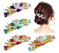 inSowni Lot de 4 barrettes françaises en métal doré avec strass scintillants pour femmes et filles (4 pièces S2)
