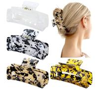 inSowni Lot de 4 grandes pinces à cheveux vintage en acrylique et acétate de tortue antidérapantes pour femmes et filles