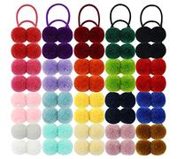 inSowni Lot de 40/20 paires d'élastiques à cheveux mignons avec boules colorées - Élastiques en caoutchouc pour queue de cheval - Accessoires pour bébés filles, nourrissons, tout-petits, enfants