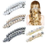 inSowni Lot de 5 barrettes à cheveux françaises vintage avec strass et perles - Accessoires pour femmes et filles