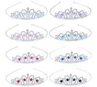inSowni Lot de 8 diadèmes de princesse en métal argenté avec étoiles scintillantes pour mariage, anniversaire, bal de fin d'année, demoiselles d'honneur
