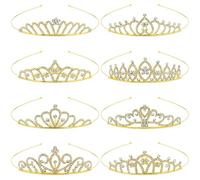 inSowni Lot de 8 diadèmes de princesse en métal doré avec strass pour mariage, anniversaire, bal de fin d'année, demoiselles d'honneur