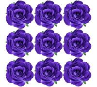 inSowni Lot de 9 pinces à cheveux décoratives en tissu noir et rose avec roses pour mariage - Accessoires pour femmes et filles (violet)