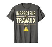 Inspecteur des Travaux Finis Blague Chef Patron Humour T-Shirt, Homme, Asphalte, XL