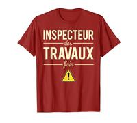 Inspecteur des Travaux Finis Blague Chef Patron Humour T-Shirt, Homme, Canneberge, 3XL