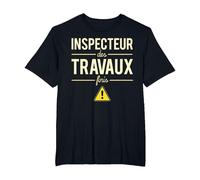 Inspecteur des Travaux Finis Blague Chef Patron Humour T-Shirt, Homme Grandes Tailles, Noir, 5X Tall
