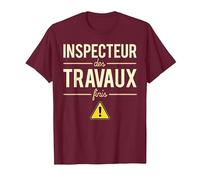 Inspecteur des Travaux Finis Blague Chef Patron Humour T-Shirt, Homme, Marron, 3XL