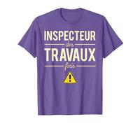 Inspecteur des Travaux Finis Blague Chef Patron Humour T-Shirt, Homme, Violet Chiné, XXL