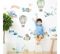 INSPIO Papier peint autocollant mural - Avion et montgolfières avec nom