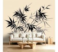 Inspiration Asiatique Papier Peint Panoramique 3D 400L x 280H cm, Chinois Botanique Feuille Papier Peint Intissé Haute Qualité - Fresque Murale Photo Moderne pour Salon Chambre d'enfant Fond TV