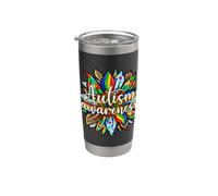 Inspiration de sensibilisation à l'autisme, motif léopard tournesol Gobelet isotherme en acier inoxydable double paroi