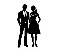 inspiration silhouette romantique d'un couple Stickers gravés 34x63.7cm Étanche Noir