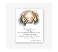 Inspirational Christian Decor Aaronic Blessing May The Lord Bless You and Keep You Numbers 6 24 26 Wall Art Print for Home Office(Framed,12x18inch(30x45cm))