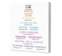 Inspirational Christian Poster I Am Statements from Scripture Gods Promises Wall Art for Faith Based Bedroom Nursery or Office Decor(Framed,08x12inch(20x30cm))