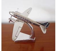 Inspirational Gifting Grand avion Douglas DC-3 décoratif sur support - Sculpture d'avion en aluminium poli à la main Dakota - Envergure 23 cm