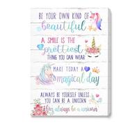 Inspirational Girl Affirmation Poster - Be Your Own Kind of Beautiful Canvas Wall Art for Teen Girls Room, Nursery Decor with Uplifting Quotes(Unframed,12x18inch(30x45cm))