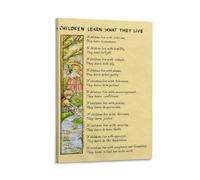 Inspirational Parenting Poster, Children Learn What They Live Poem Framed Wall Art, Motivational Print for Home School Counseling Office(Framed,12x18inch(30x45cm))