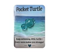 Inspirational Pocket Etreinte - Turtle Animal Card Meetsake, Token Mini Companion | Soutien émotionnel, cadeau de salutation sincère, pour l'anniversaire de Thanksgiving d'âge