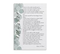 Inspirational Poem Poster, Myself by Edgar A. Guest Quote, Motivational Wall Art about Conscience Free, Canvas Print for Bedroom and Study Room(Framed,16x24inch(40x60cm))