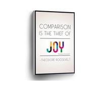 Inspirational Quote Canvas Art Comparison Is The Thief Of Joy Theodore Roosevelt Wall Decor(Unframed,08x12inch(20x30cm))