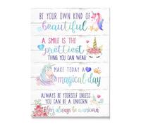 Inspirational Quote Canvas Wall Art for Teen Girls - Be Your Own Kind of Beautiful Affirmation Poster, Motivational Bedroom Decor to Empower Young Women(Unframed,16x24inch(40x60cm))