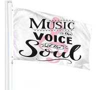 Inspirational Quote Flag 3x5 FT Music is The Voice of The Soul Word Note Polka Dot Outdoor Flags Large Welcome Yard Banners Home Garden Yard Lawn Decor
