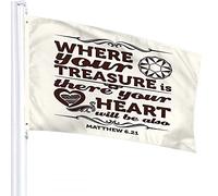 Inspirational Quote Flag 3x5 FT Where Your Treasure is Where Your Heart Will Be Also Word Outdoor Flags Large Welcome Yard Banners Home Garden Yard Lawn Decor
