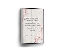 Inspirational Quotes Anais Nin Canvas Print Cherry Blossom Wall Art Poster The Risk It Took To Blossom for Home Office School Wall Decor(Framed,12x18inch(30x45cm))