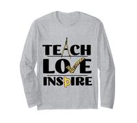 Inspirational Teach Love Inspire Back to School Math Teacher Manche Longue