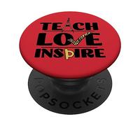Inspirational Teach Love Inspire Back to School Math Teacher PopSockets PopGrip Adhésif