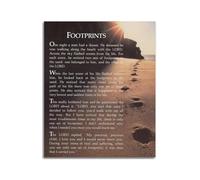 Inspirational Wall Art Footprints in the Sand Print for Faith Hope Encouragement Gift for Her Him Canvas Poster(Framed,08X12inch(20X30cm))