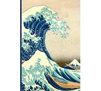InspirationzStore Notebooks: Genkouyoushi Paper Notebook for Japanese Writing Practice A5 Sheets for Kanji & Kana Characters with alternating College Lined pages - Great Wave off Kanagawa by Hokusai