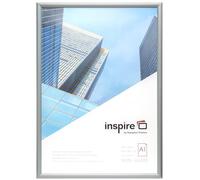 inspire by Hampton Frames | Cadre A1, argenté, aluminium satiné, 59 x 84 cm | Chargement frontal, acrylique sans verre, support mural | Cadre pour affiche, changement facile