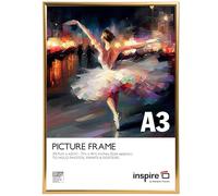 inspire by Hampton Frames Cadre doré A3 pour affiche, acrylique (sans verre), léger, incassable, design facile à backloader | Affichage de photos, affiches, certificats