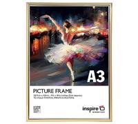 inspire by Hampton Frames Cadre photo A3 (30 x 42 cm), doré, plastique, enveloppé de papier d'aluminium, façade en acrylique sans verre, dos rabattable, support mural, pour photo, certificat