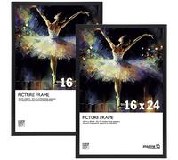 inspire by Hampton Frames CAMBRIDGE Lot de 2 cadres pour affiche | 16 x 24 (41 x 61 cm), noir, bois d'ingénierie, façade acrylique, support mural, portrait ou paysage | Décoration d'intérieur moderne