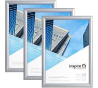 inspire by Hampton Frames Lot de 3 cadres à pression A3 en aluminium argenté, 30 x 42 cm, façade en acrylique | Mécanisme facile à clipser, montage mural | Affichage sécurisé de l'affiche, utilisation