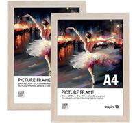 Inspire By Hampton OSLO IBHOSLA4NG-PK2 Lot de 2 cadres photo en plexiglas sans verre Effet bois naturel Format A4 21 x 30 cm