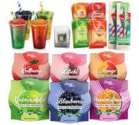 INSPIRE FOOD Kit Bubble Tea Complet - 6x Perles & 4x Sirop | Kit Bubble Tea avec Perles Popping Boba et Sirop - 100% vegan et sans gluten, sans colorant artificiel